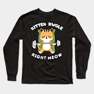 Funny Lifting Right Meow Cat Shirt, Workout Gym Kitten swole right meow Long Sleeve T-Shirt